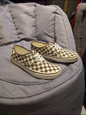 Vans Checkerboard Low-Top Sneakers - Brown/White